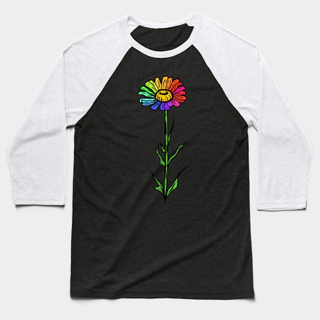 Rainbow Gerbera Daisy Baseball T-Shirt by faiiryliite